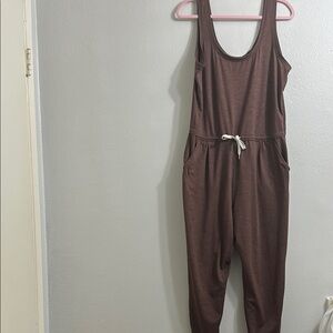 Vuori Brown Relaxed Fit Jumpsuit with Tapered Legs